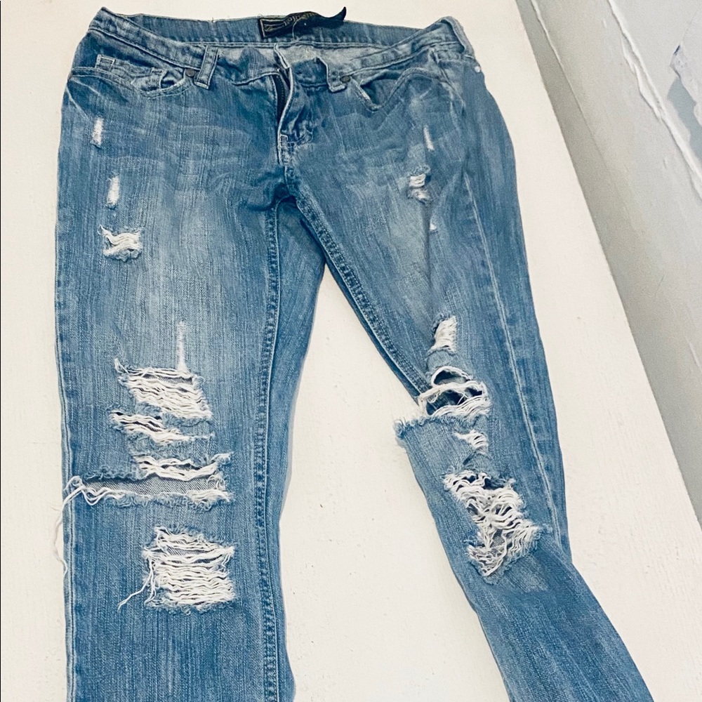 Destructed denim jeans sz2 Victoria’s Secret Pink